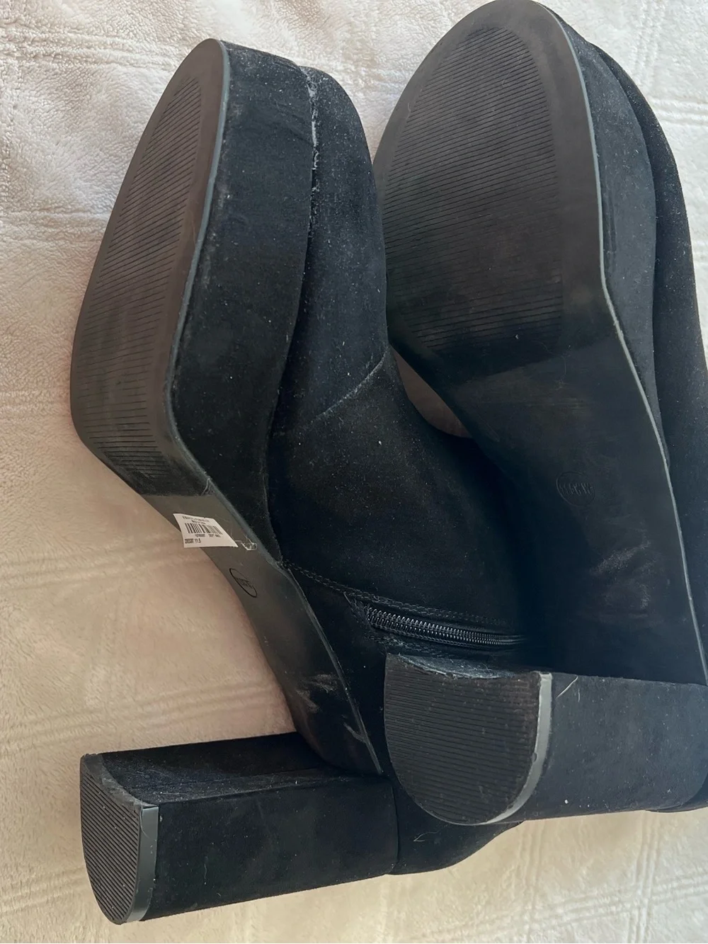 Black Suede Platform Ankle Boots - Women's Fashion Booties